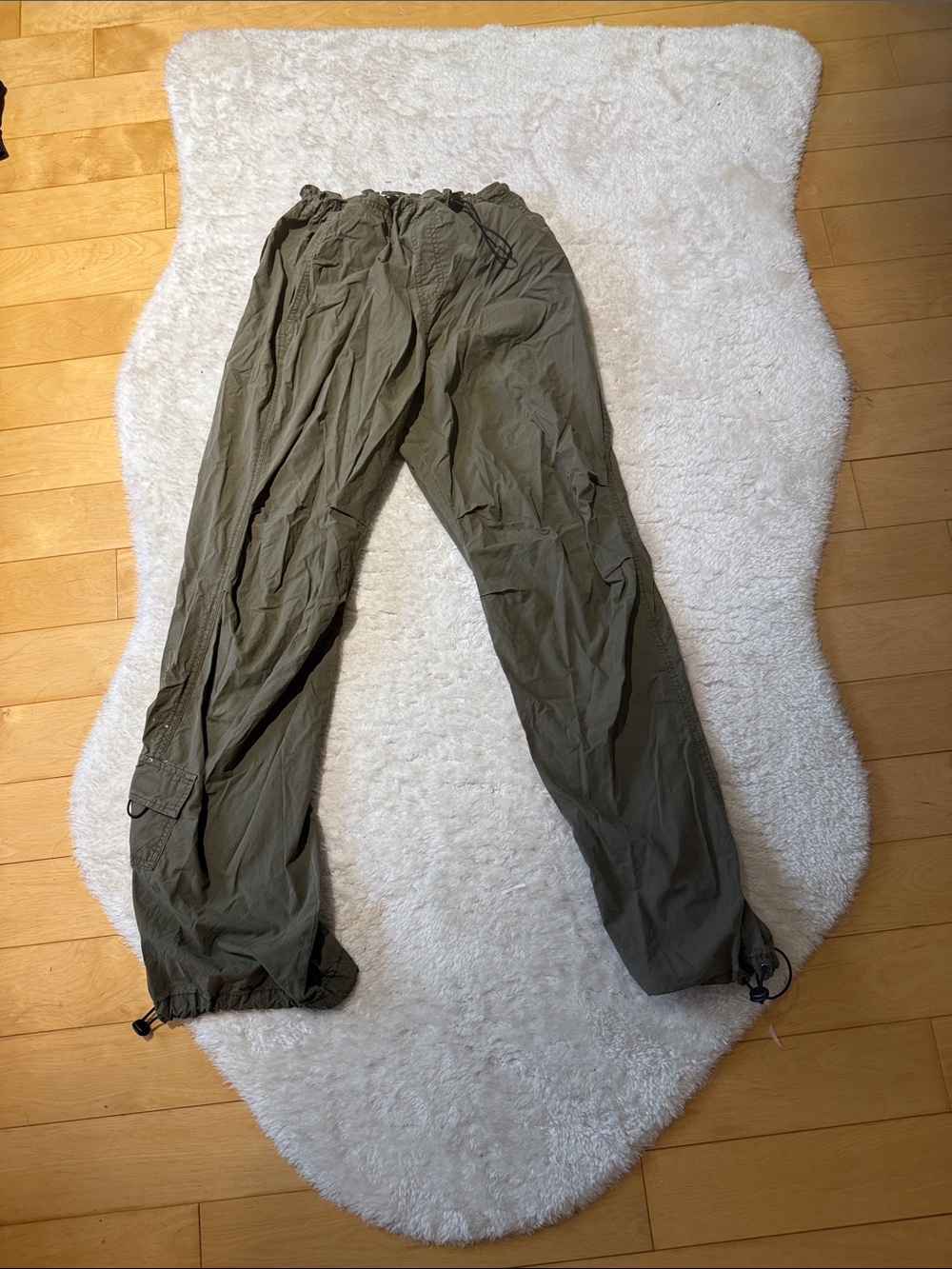 Garage Olive Green Cargo Pants with Drawstring Ankles